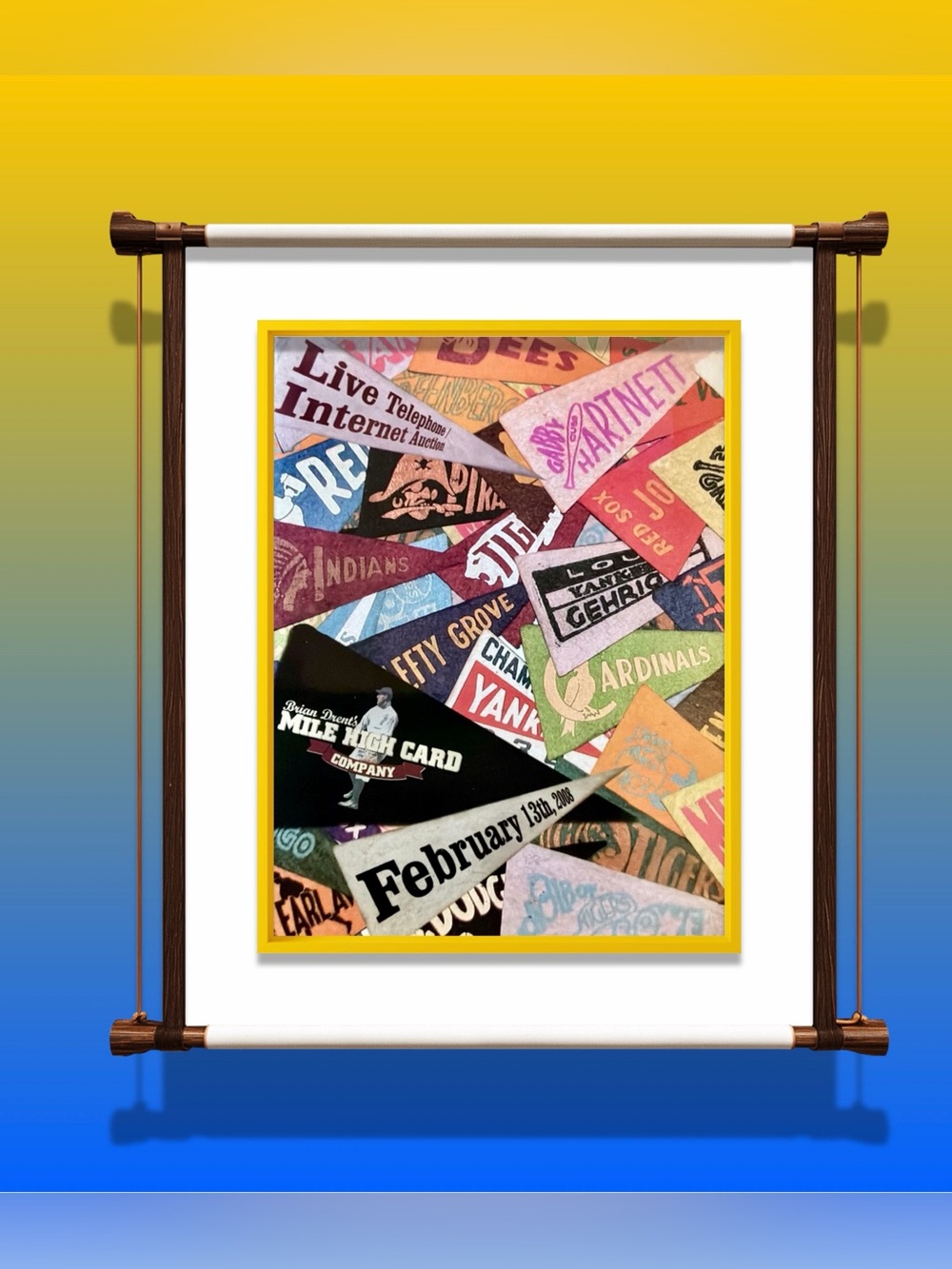 Vintage Baseball Pennant Ticket Collage Catalog Cover Art Print Wall Decor